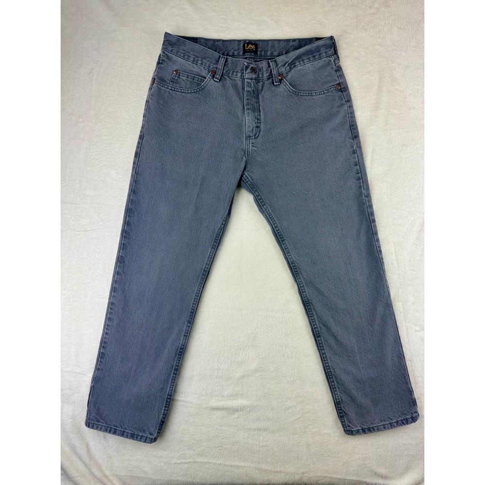 Lee Jeans Mens Regular Fit 34x29 Grey Straight Leg Denim Cotton Pants VTG Y2K‎